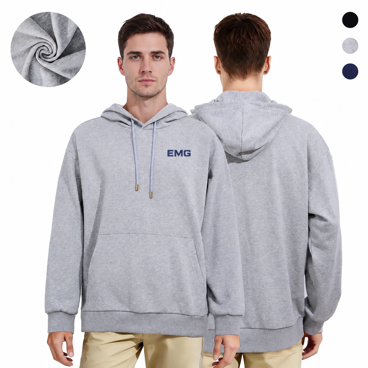 Unisex 100% Pre-Shrunk Cotton Pullover Hooded Sweatshirt with Kangaroo Pockets - Team & Event Branding Essential view 2