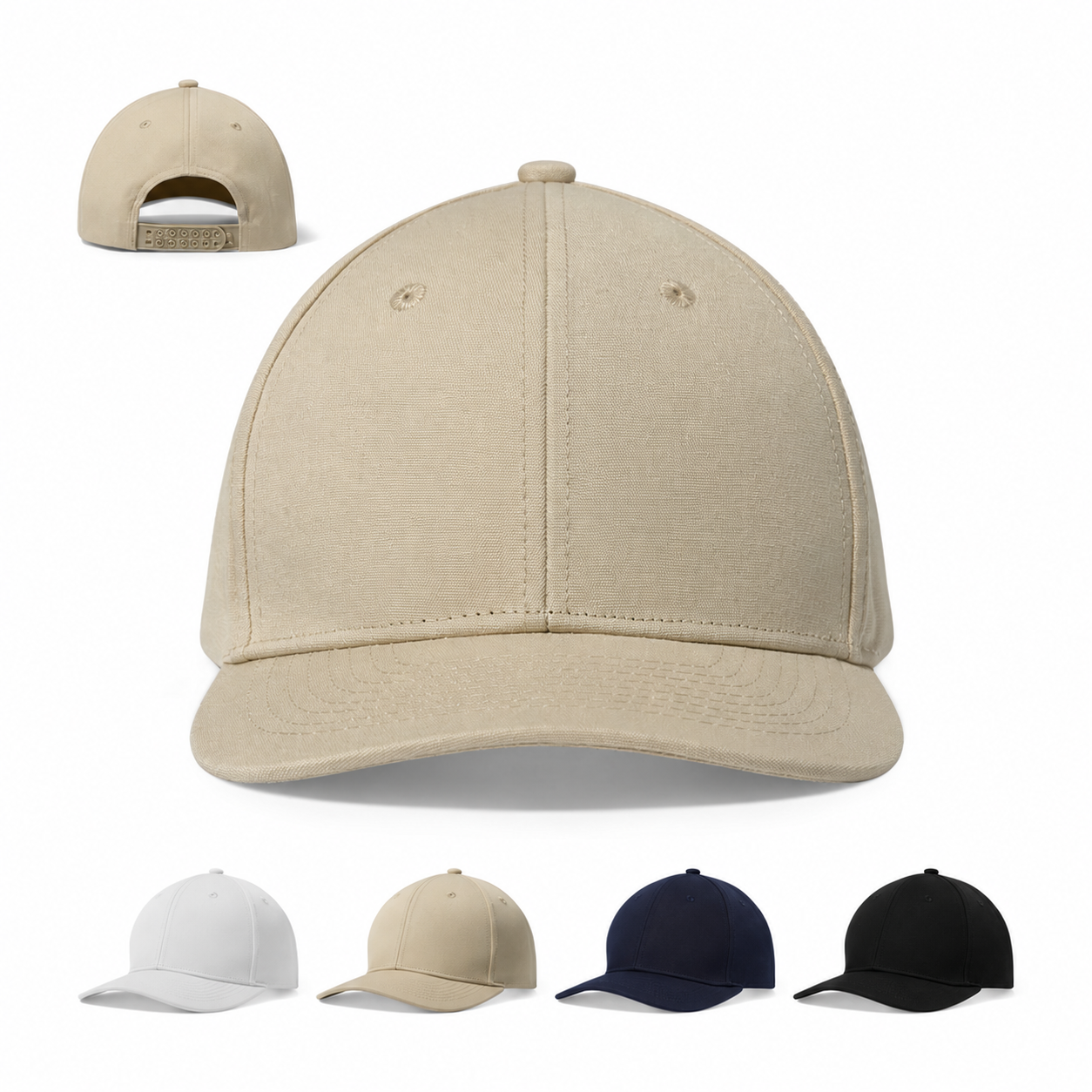 Structured 6-Panel Mid-Profile Cotton Canvas Baseball Cap with Snapback - Team & Event Branding Essential
