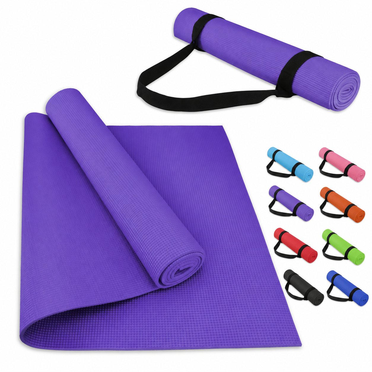 Full Length PVC Yoga Mat and Carrying Strap - Wellness Program Essential