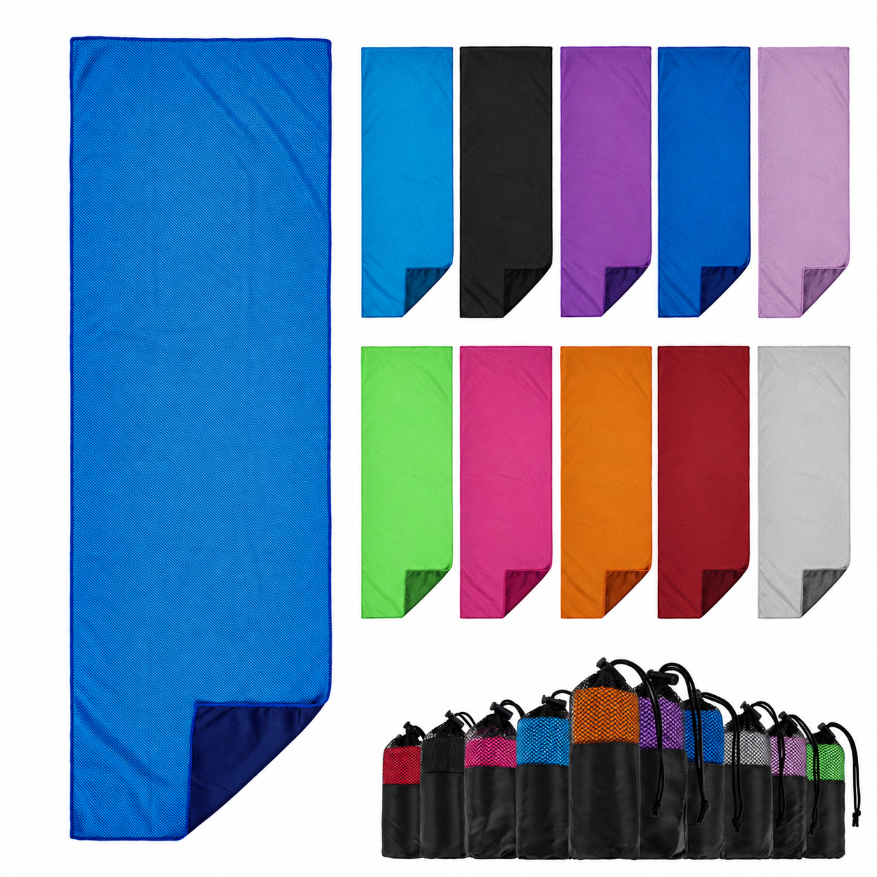 Cooling Towel with Mesh Drawstring Pouch - Wellness Program Essential