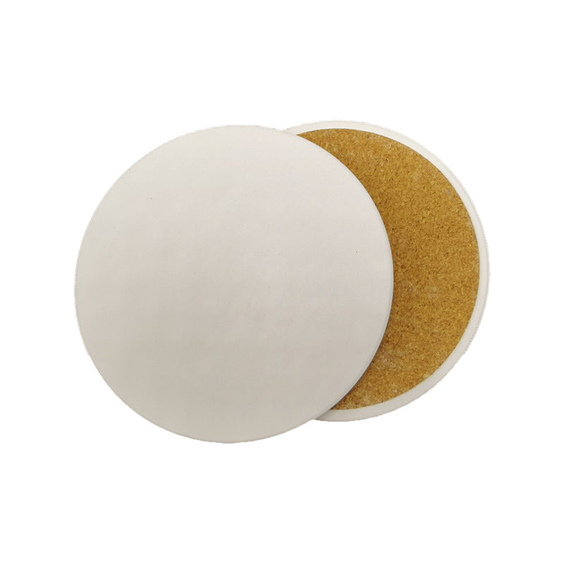 Full Color Print Round Ceramic Coaster with Cork Base - Branded Hydration Essential view 3