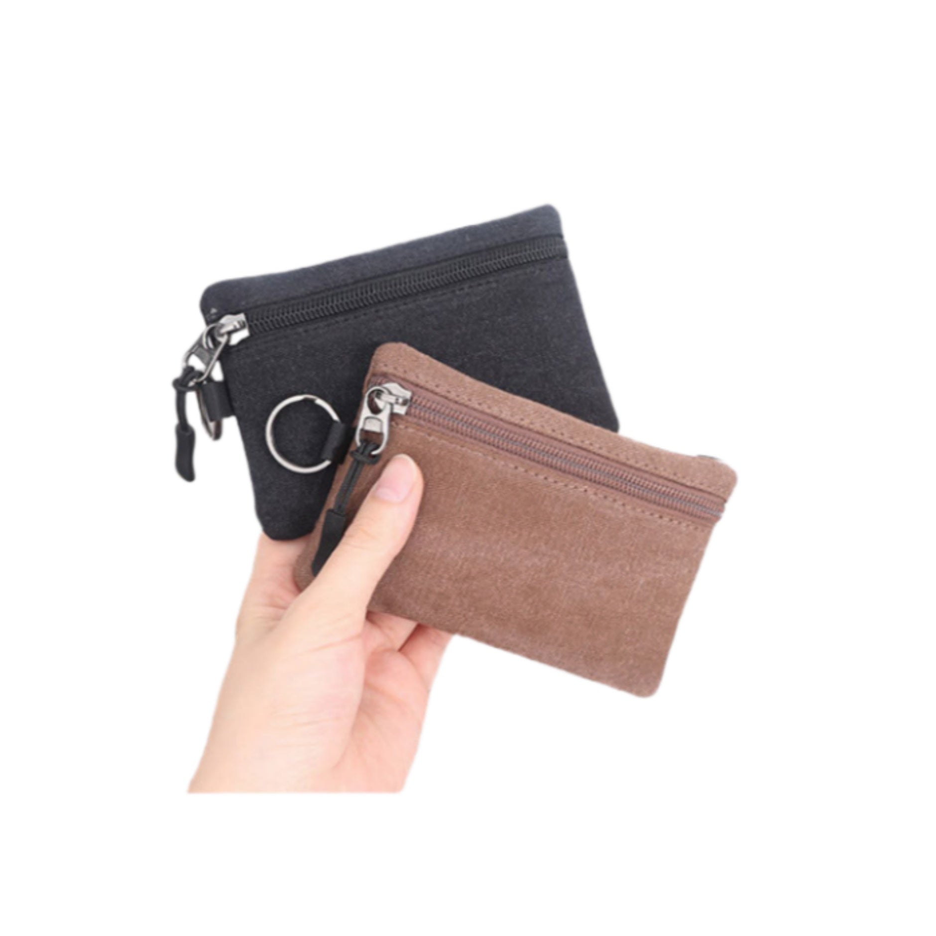 Small Zippered Coin Pouch with Key Ring view 3