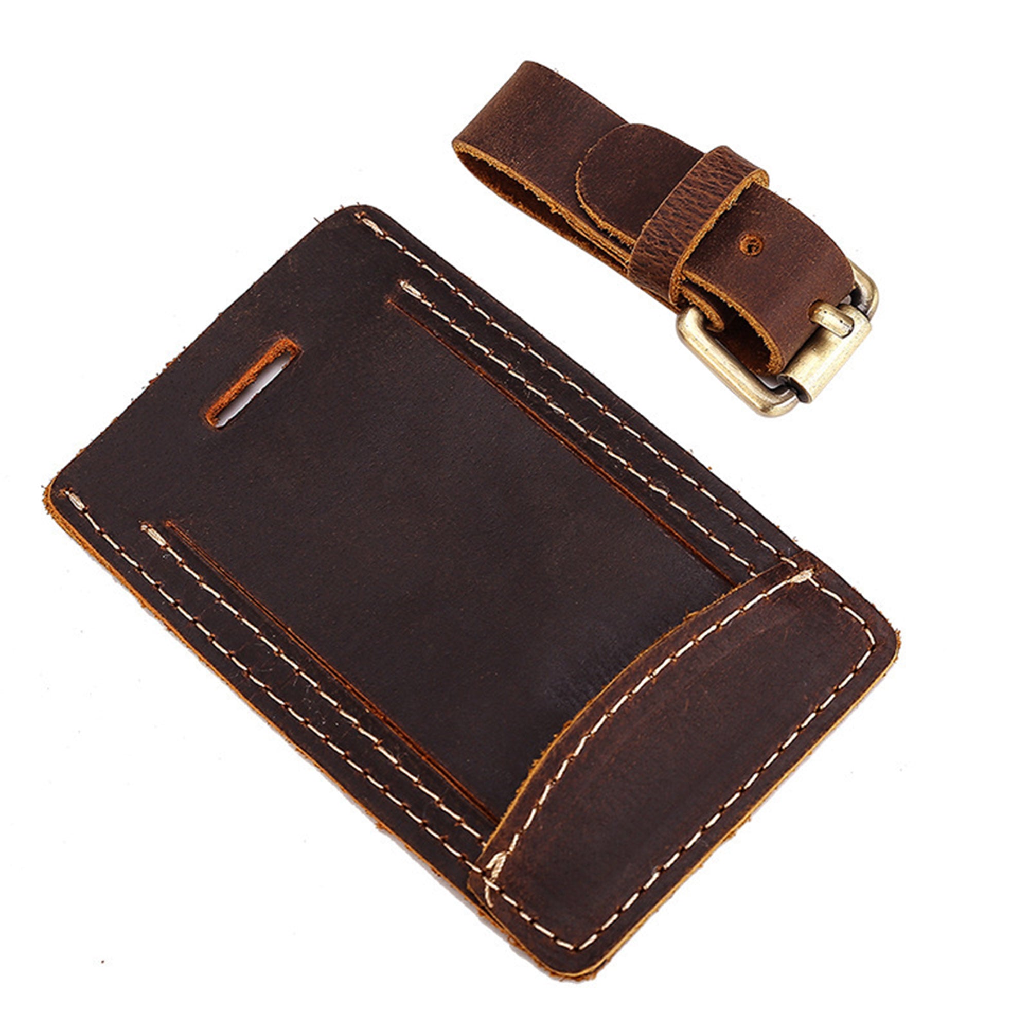 Debossed Top Grain Genuine Leather Baggage Tag (Gift Box is Optional) view 3