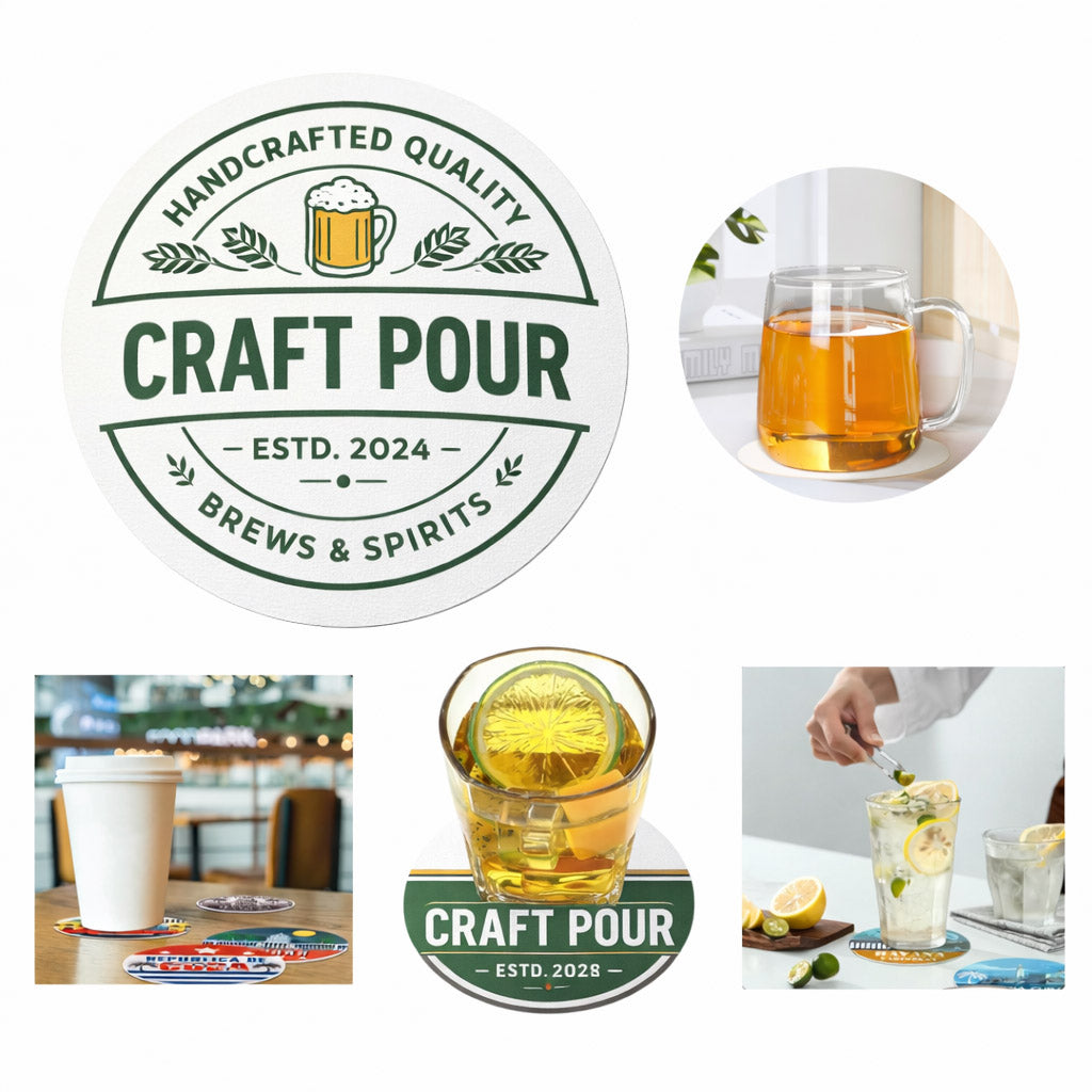 Full Color Printed Paper Coasters - 4" Round - Branded Hydration Essential